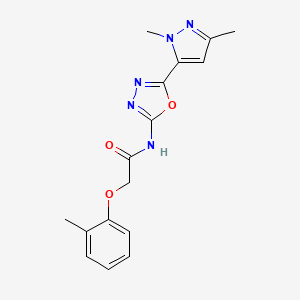 molecular formula C16H17N5O3 B2952892 N-(5-(1,3-dimethyl-1H-pyrazol-5-yl)-1,3,4-oxadiazol-2-yl)-2-(o-tolyloxy)acetamide CAS No. 1171811-52-1