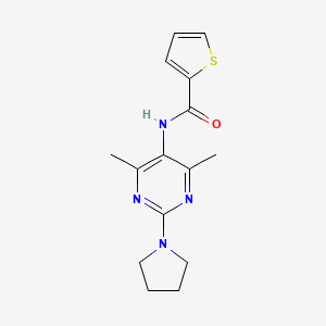 molecular formula C15H18N4OS B2952924 N-(4,6-dimethyl-2-(pyrrolidin-1-yl)pyrimidin-5-yl)thiophene-2-carboxamide CAS No. 1448078-80-5