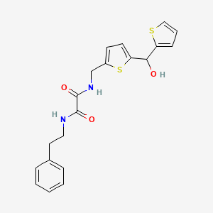 molecular formula C20H20N2O3S2 B2952975 N1-((5-(hydroxy(thiophen-2-yl)methyl)thiophen-2-yl)methyl)-N2-phenethyloxalamide CAS No. 1421484-41-4