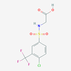 molecular formula C9H7ClF3NO4S B2952981 ((4-Chloro-3-(trifluoromethyl)phenyl)sulfonyl)glycine CAS No. 612043-42-2