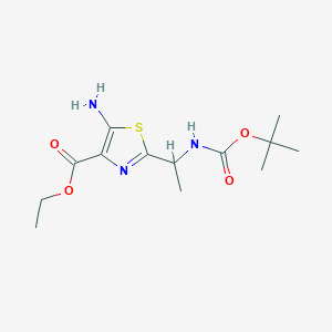molecular formula C13H21N3O4S B2952983 ethyl5-amino-2-(1-{[(tert-butoxy)carbonyl]amino}ethyl)-1,3-thiazole-4-carboxylate CAS No. 2247104-49-8