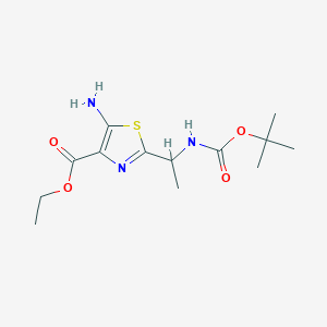 Ethyl 5-amino-2-[1-[(2-methylpropan-2-yl)oxycarbonylamino]ethyl]-1,3-thiazole-4-carboxylate