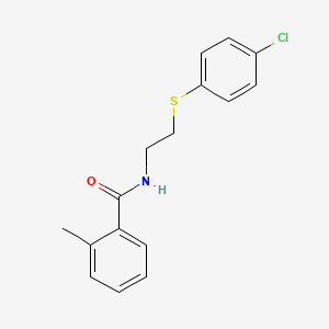 molecular formula C16H16ClNOS B2952987 N-{2-[(4-chlorophenyl)sulfanyl]ethyl}-2-methylbenzenecarboxamide CAS No. 339100-08-2