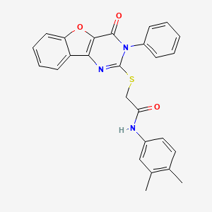 N-(3,4-dimethylphenyl)-2-[(4-oxo-3-phenyl-3,4-dihydro[1]benzofuro[3,2-d]pyrimidin-2-yl)thio]acetamide