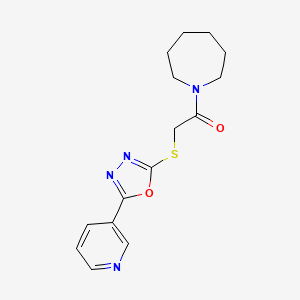 molecular formula C15H18N4O2S B2953003 1-(Azepan-1-yl)-2-((5-(pyridin-3-yl)-1,3,4-oxadiazol-2-yl)thio)ethanone CAS No. 694500-28-2