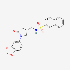 N-((1-(benzo[d][1,3]dioxol-5-yl)-5-oxopyrrolidin-3-yl)methyl)naphthalene-2-sulfonamide