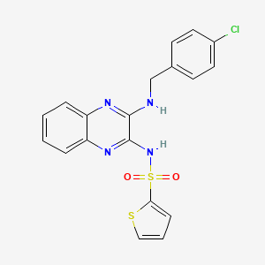 molecular formula C19H15ClN4O2S2 B2953059 N-(3-((4-chlorobenzyl)amino)quinoxalin-2-yl)thiophene-2-sulfonamide CAS No. 326021-50-5