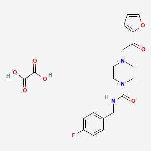 molecular formula C20H22FN3O7 B2953077 N-(4-fluorobenzyl)-4-(2-(furan-2-yl)-2-oxoethyl)piperazine-1-carboxamide oxalate CAS No. 1351609-96-5