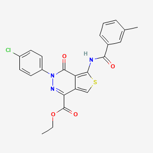 B2953080 Ethyl 3-(4-chlorophenyl)-5-[(3-methylbenzoyl)amino]-4-oxothieno[3,4-d]pyridazine-1-carboxylate CAS No. 851950-22-6