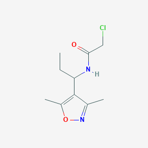molecular formula C10H15ClN2O2 B2953085 2-Chloro-N-[1-(3,5-dimethyl-1,2-oxazol-4-yl)propyl]acetamide CAS No. 2411309-99-2