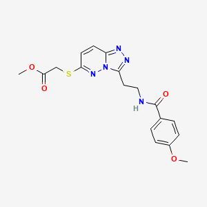 molecular formula C18H19N5O4S B2953099 Methyl 2-((3-(2-(4-methoxybenzamido)ethyl)-[1,2,4]triazolo[4,3-b]pyridazin-6-yl)thio)acetate CAS No. 872996-31-1