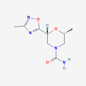 molecular formula C9H14N4O3 B2953124 rac-(2R,6R)-2-methyl-6-(3-methyl-1,2,4-oxadiazol-5-yl)morpholine-4-carboxamide, cis CAS No. 2408936-82-1