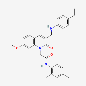 2-(3-(((4-ethylphenyl)amino)methyl)-7-methoxy-2-oxoquinolin-1(2H)-yl)-N-mesitylacetamide