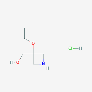 molecular formula C6H14ClNO2 B2953170 (3-Ethoxyazetidin-3-yl)methanol hydrochloride CAS No. 2361645-77-2