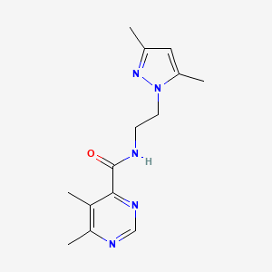 molecular formula C14H19N5O B2953197 N-[2-(3,5-dimethyl-1H-pyrazol-1-yl)ethyl]-5,6-dimethylpyrimidine-4-carboxamide CAS No. 2415551-45-8