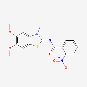 molecular formula C17H15N3O5S B2953257 N-[(2Z)-5,6-dimethoxy-3-methyl-2,3-dihydro-1,3-benzothiazol-2-ylidene]-2-nitrobenzamide CAS No. 895437-83-9