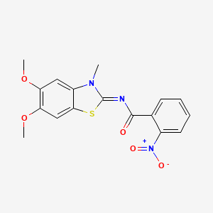 N-(5,6-dimethoxy-3-methyl-1,3-benzothiazol-2-ylidene)-2-nitrobenzamide
