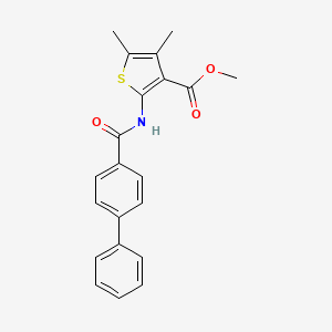 molecular formula C21H19NO3S B2953269 METHYL 2-{[1,1'-BIPHENYL]-4-AMIDO}-4,5-DIMETHYLTHIOPHENE-3-CARBOXYLATE CAS No. 543685-02-5