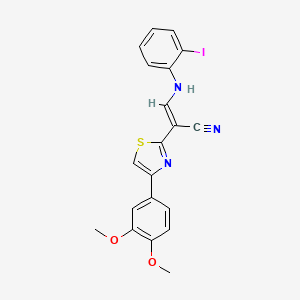 (E)-2-(4-(3,4-dimethoxyphenyl)thiazol-2-yl)-3-((2-iodophenyl)amino)acrylonitrile