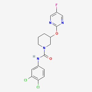 molecular formula C16H15Cl2FN4O2 B2953317 N-(3,4-dichlorophenyl)-3-((5-fluoropyrimidin-2-yl)oxy)piperidine-1-carboxamide CAS No. 2034429-46-2
