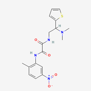 molecular formula C17H20N4O4S B2953356 N-[2-(dimethylamino)-2-(thiophen-2-yl)ethyl]-N'-(2-methyl-5-nitrophenyl)ethanediamide CAS No. 941870-77-5