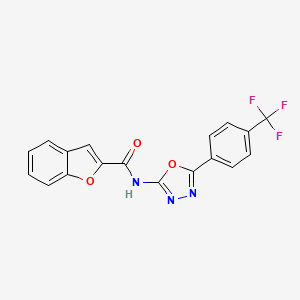molecular formula C18H10F3N3O3 B2953368 N-(5-(4-(trifluoromethyl)phenyl)-1,3,4-oxadiazol-2-yl)benzofuran-2-carboxamide CAS No. 1171642-76-4
