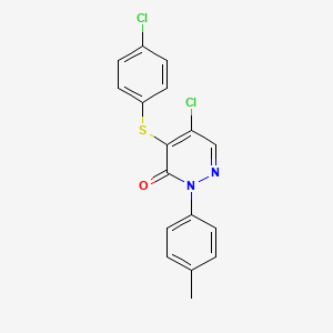 molecular formula C17H12Cl2N2OS B2953370 5-chloro-4-[(4-chlorophenyl)sulfanyl]-2-(4-methylphenyl)-3(2H)-pyridazinone CAS No. 551921-36-9