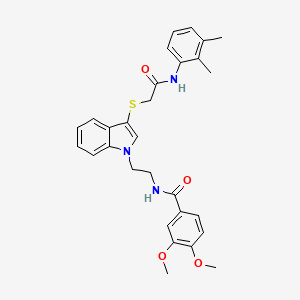molecular formula C29H31N3O4S B2953373 N-{2-[3-({[(2,3-dimethylphenyl)carbamoyl]methyl}sulfanyl)-1H-indol-1-yl]ethyl}-3,4-dimethoxybenzamide CAS No. 497073-42-4