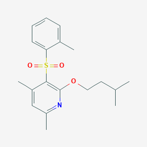molecular formula C19H25NO3S B2953375 2-(Isopentyloxy)-4,6-dimethyl-3-[(2-methylphenyl)sulfonyl]pyridine CAS No. 306978-48-3