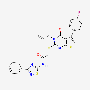 2-[5-(4-fluorophenyl)-4-oxo-3-prop-2-enylthieno[2,3-d]pyrimidin-2-yl]sulfanyl-N-(3-phenyl-1,2,4-thiadiazol-5-yl)acetamide