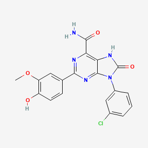 9-(3-chlorophenyl)-2-(4-hydroxy-3-methoxyphenyl)-8-oxo-8,9-dihydro-7H-purine-6-carboxamide