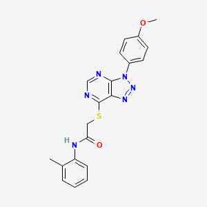 molecular formula C20H18N6O2S B2953455 2-[3-(4-methoxyphenyl)triazolo[4,5-d]pyrimidin-7-yl]sulfanyl-N-(2-methylphenyl)acetamide CAS No. 863500-20-3