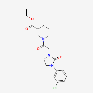 Ethyl 1-(2-(3-(3-chlorophenyl)-2-oxoimidazolidin-1-yl)acetyl)piperidine-3-carboxylate