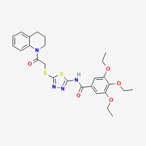 molecular formula C26H30N4O5S2 B2953473 N-(5-((2-(3,4-二氢喹啉-1(2H)-基)-2-氧代乙基)硫代)-1,3,4-噻二唑-2-基)-3,4,5-三乙氧基苯甲酰胺 CAS No. 392300-47-9