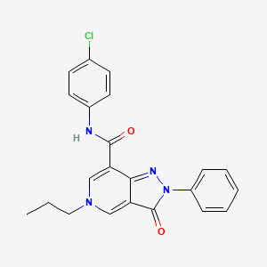molecular formula C22H19ClN4O2 B2953485 N-(4-chlorophenyl)-3-oxo-2-phenyl-5-propyl-2H,3H,5H-pyrazolo[4,3-c]pyridine-7-carboxamide CAS No. 921881-52-9