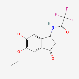 molecular formula C14H14F3NO4 B2953505 N-(5-ethoxy-6-methoxy-3-oxo-2,3-dihydro-1H-inden-1-yl)-2,2,2-trifluoroacetamide CAS No. 865658-97-5