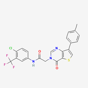 molecular formula C22H15ClF3N3O2S B2953596 N-[4-chloro-3-(trifluoromethyl)phenyl]-2-[7-(4-methylphenyl)-4-oxothieno[3,2-d]pyrimidin-3(4H)-yl]acetamide CAS No. 1207030-03-2