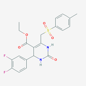 molecular formula C21H20F2N2O5S B2953613 Ethyl 4-(3,4-difluorophenyl)-6-[(4-methylbenzenesulfonyl)methyl]-2-oxo-1,2,3,4-tetrahydropyrimidine-5-carboxylate CAS No. 902520-54-1