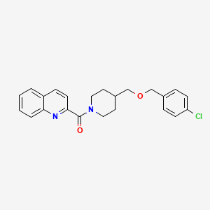 molecular formula C23H23ClN2O2 B2953616 2-(4-{[(4-chlorophenyl)methoxy]methyl}piperidine-1-carbonyl)quinoline CAS No. 1396878-34-4