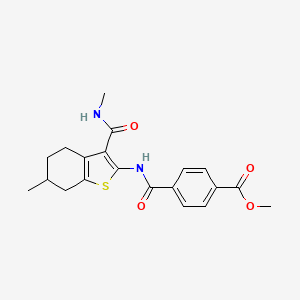molecular formula C20H22N2O4S B2953637 Methyl 4-((6-methyl-3-(methylcarbamoyl)-4,5,6,7-tetrahydrobenzo[b]thiophen-2-yl)carbamoyl)benzoate CAS No. 892979-43-0