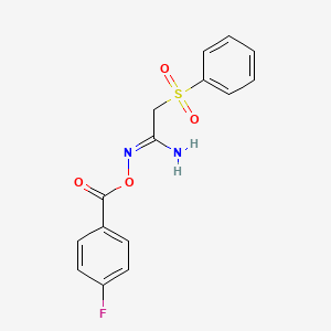 molecular formula C15H13FN2O4S B2953662 N'-[(4-fluorobenzoyl)oxy]-2-(phenylsulfonyl)ethanimidamide CAS No. 672925-62-1