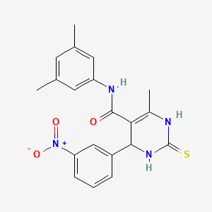 molecular formula C20H20N4O3S B2953669 N-(3,5-dimethylphenyl)-6-methyl-4-(3-nitrophenyl)-2-sulfanylidene-1,2,3,4-tetrahydropyrimidine-5-carboxamide CAS No. 537679-44-0