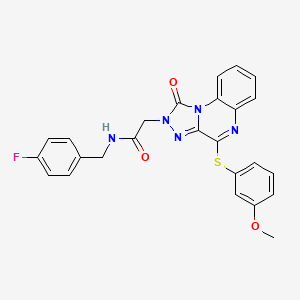 molecular formula C25H20FN5O3S B2953677 N-(4-fluorobenzyl)-2-(4-((3-methoxyphenyl)thio)-1-oxo-[1,2,4]triazolo[4,3-a]quinoxalin-2(1H)-yl)acetamide CAS No. 1111417-43-6