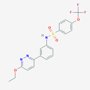 molecular formula C19H16F3N3O4S B2953699 N-[3-(6-ethoxypyridazin-3-yl)phenyl]-4-(trifluoromethoxy)benzene-1-sulfonamide CAS No. 895803-38-0