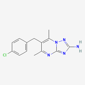 molecular formula C14H14ClN5 B2953715 6-[(4-Chlorophenyl)methyl]-5,7-dimethyl-[1,2,4]triazolo[1,5-a]pyrimidin-2-amine CAS No. 885949-37-1