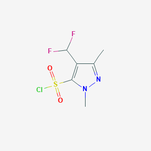 molecular formula C6H7ClF2N2O2S B2953716 4-(difluoromethyl)-1,3-dimethyl-1H-pyrazole-5-sulfonyl chloride CAS No. 1909308-90-2
