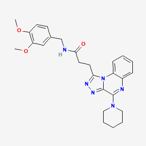 molecular formula C26H30N6O3 B2953742 N-[(3,4-dimethoxyphenyl)methyl]-3-[4-(piperidin-1-yl)-[1,2,4]triazolo[4,3-a]quinoxalin-1-yl]propanamide CAS No. 1189871-04-2
