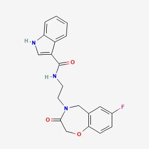 molecular formula C20H18FN3O3 B2953767 N-(2-(7-fluoro-3-oxo-2,3-dihydrobenzo[f][1,4]oxazepin-4(5H)-yl)ethyl)-1H-indole-3-carboxamide CAS No. 1903164-03-3