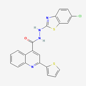 molecular formula C21H13ClN4OS2 B2953779 N'-(6-chloro-1,3-benzothiazol-2-yl)-2-(thiophen-2-yl)quinoline-4-carbohydrazide CAS No. 851980-24-0