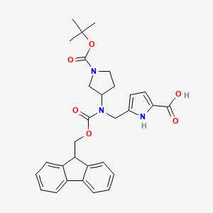 5-[[9H-Fluoren-9-ylmethoxycarbonyl-[1-[(2-methylpropan-2-yl)oxycarbonyl]pyrrolidin-3-yl]amino]methyl]-1H-pyrrole-2-carboxylic acid